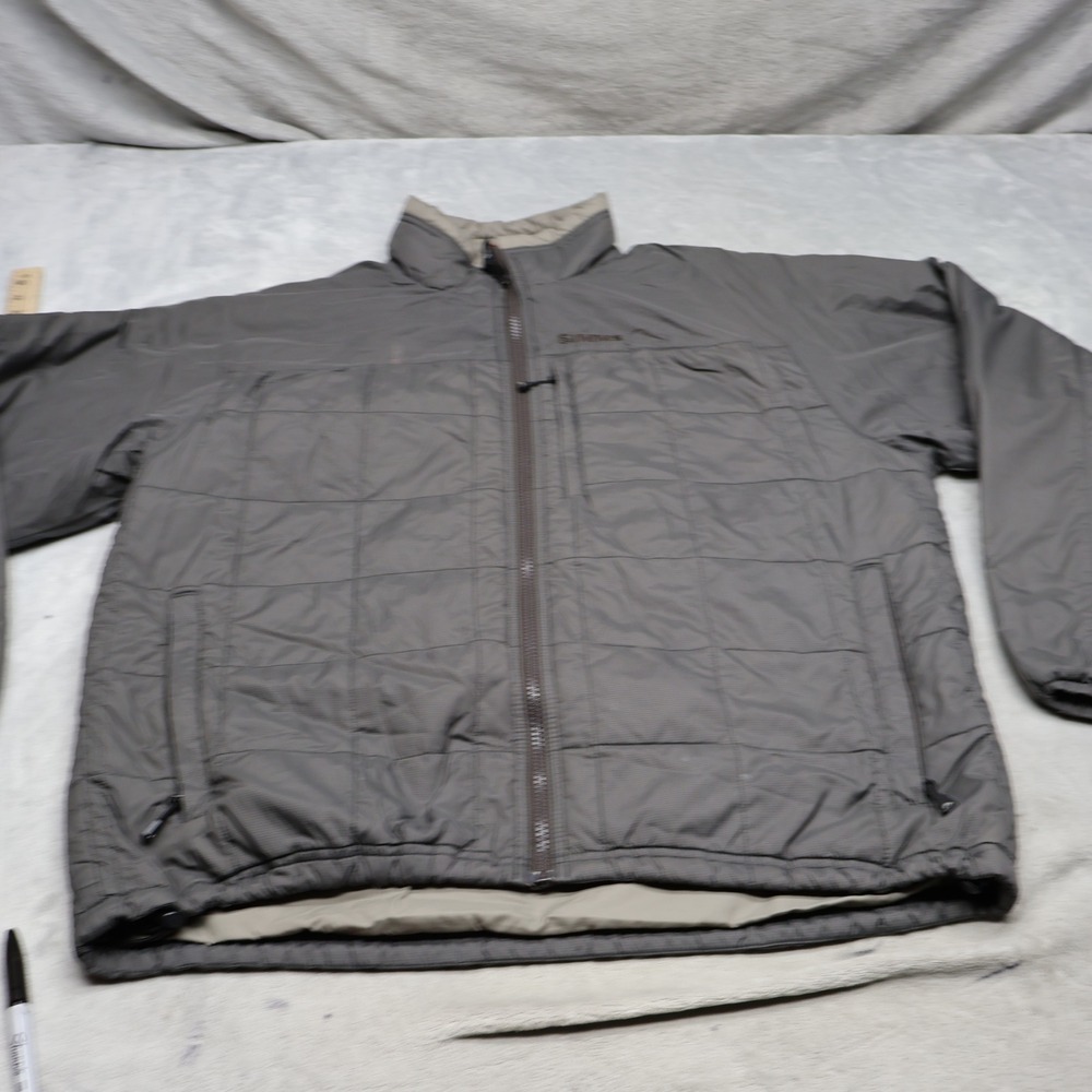 Simms Jacket Men Large Gray Fall Run Insulated Full Zip Wind Rain Quilted Puffer